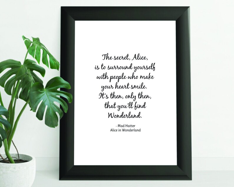 The Secret Alice Quote. Mad Hatter. Alice in Wonderland Quote. Book