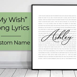My Wish for You, Personalized, My Wish Lyrics, Rascal Flatts, Song Lyrics Print, Wall Art ...