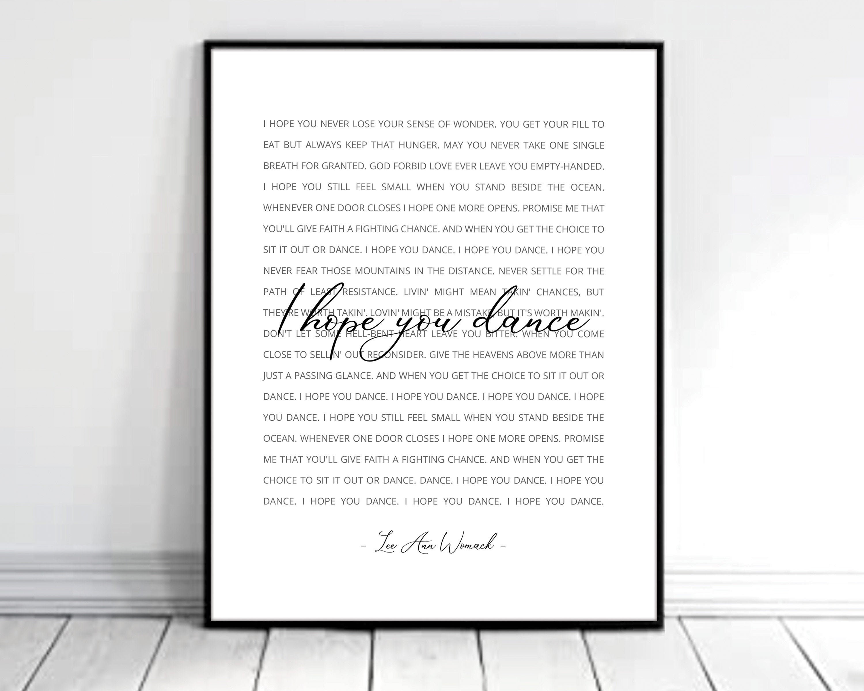 I Hope You Dance Hope You Dance Lee Ann Womack Song Lyrics - Etsy