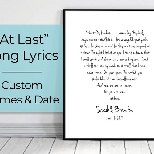Etta James at Last Printable Wall Art. Song Lyrics. Home Etsy