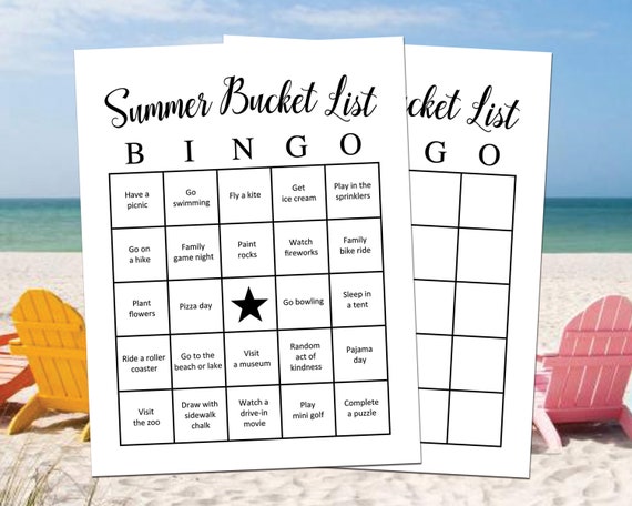 Summer Bucket List Bucket List Bingo Things to do with your