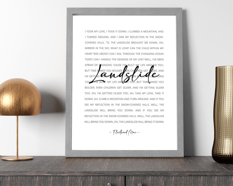 Landslide Lyrics, Fleetwood Mac Print, Stevie Nicks, Fleetwood Mac