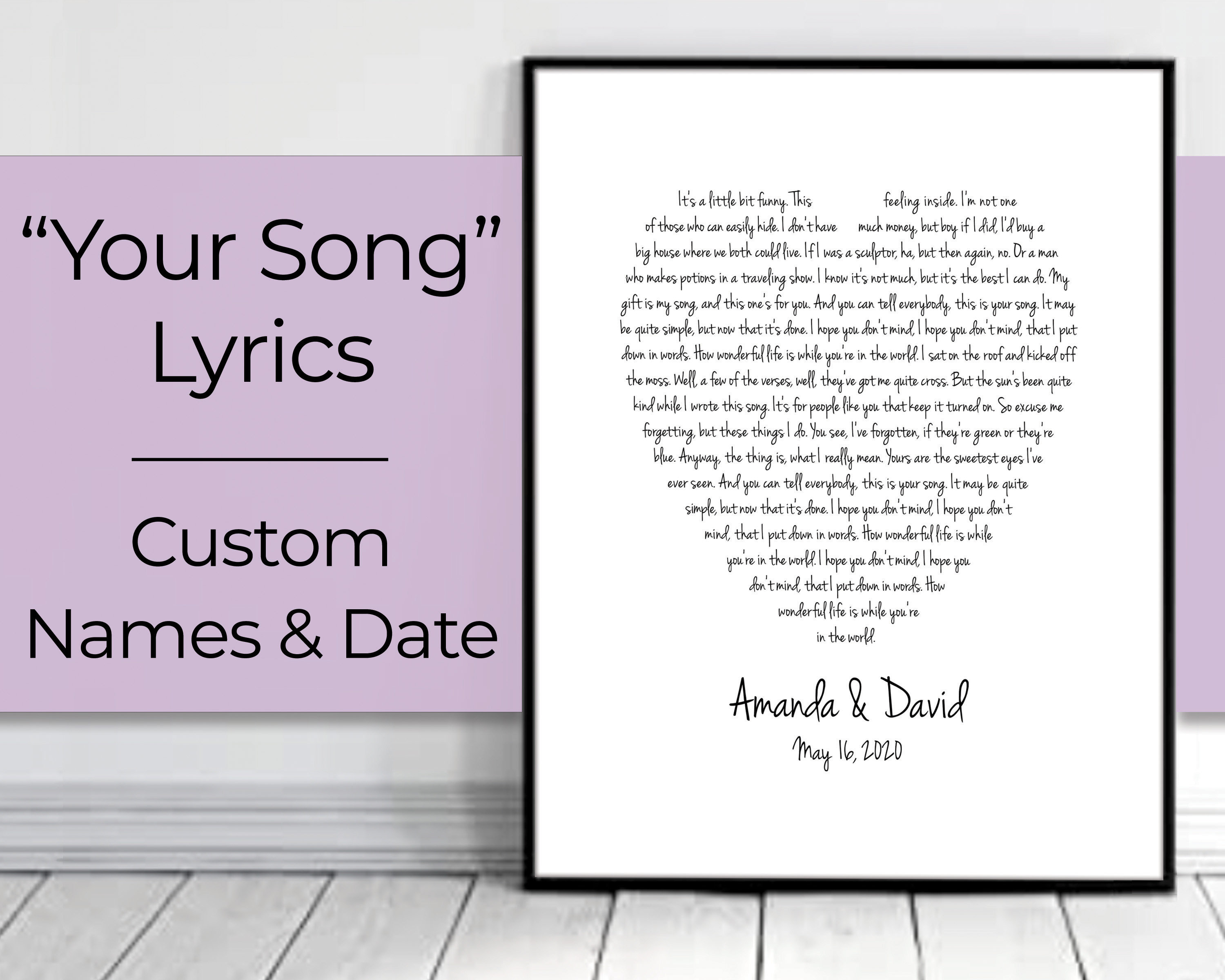 Sacrifice Elton John Song Lyric Vintage Script Music Wall Art Print - Song  Lyric Designs