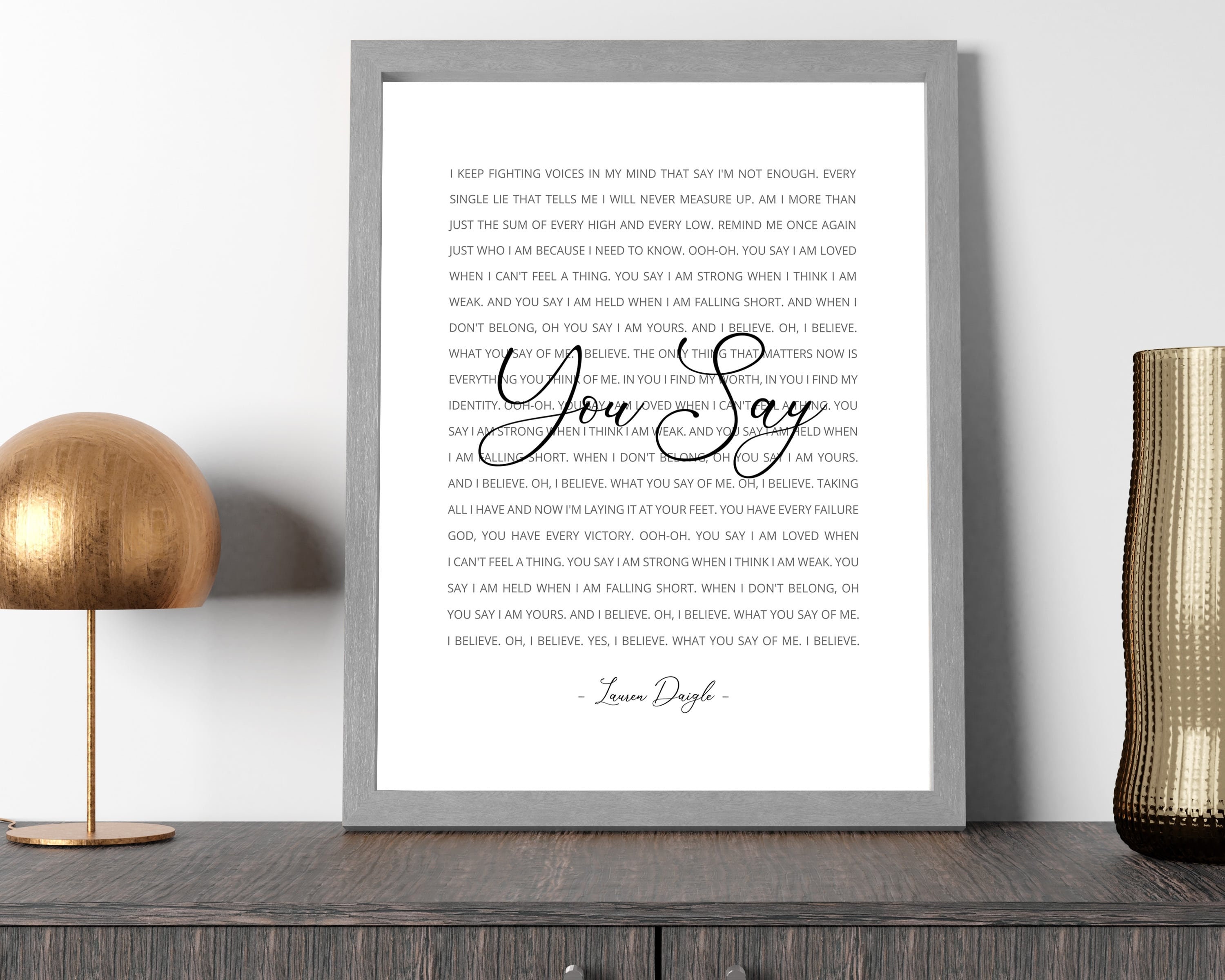 Lauren Daigle You Say Lyrics You Say I Am Loved Etsy Lauren daigle you say lyrics you say i am loved etsy