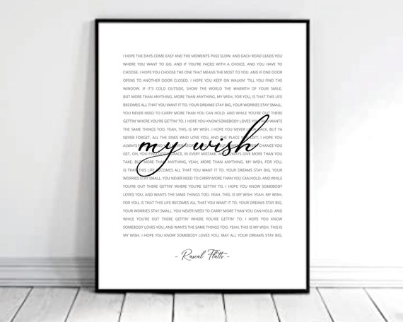  My Wish For You Lyrics Poster, Rascal Flatts