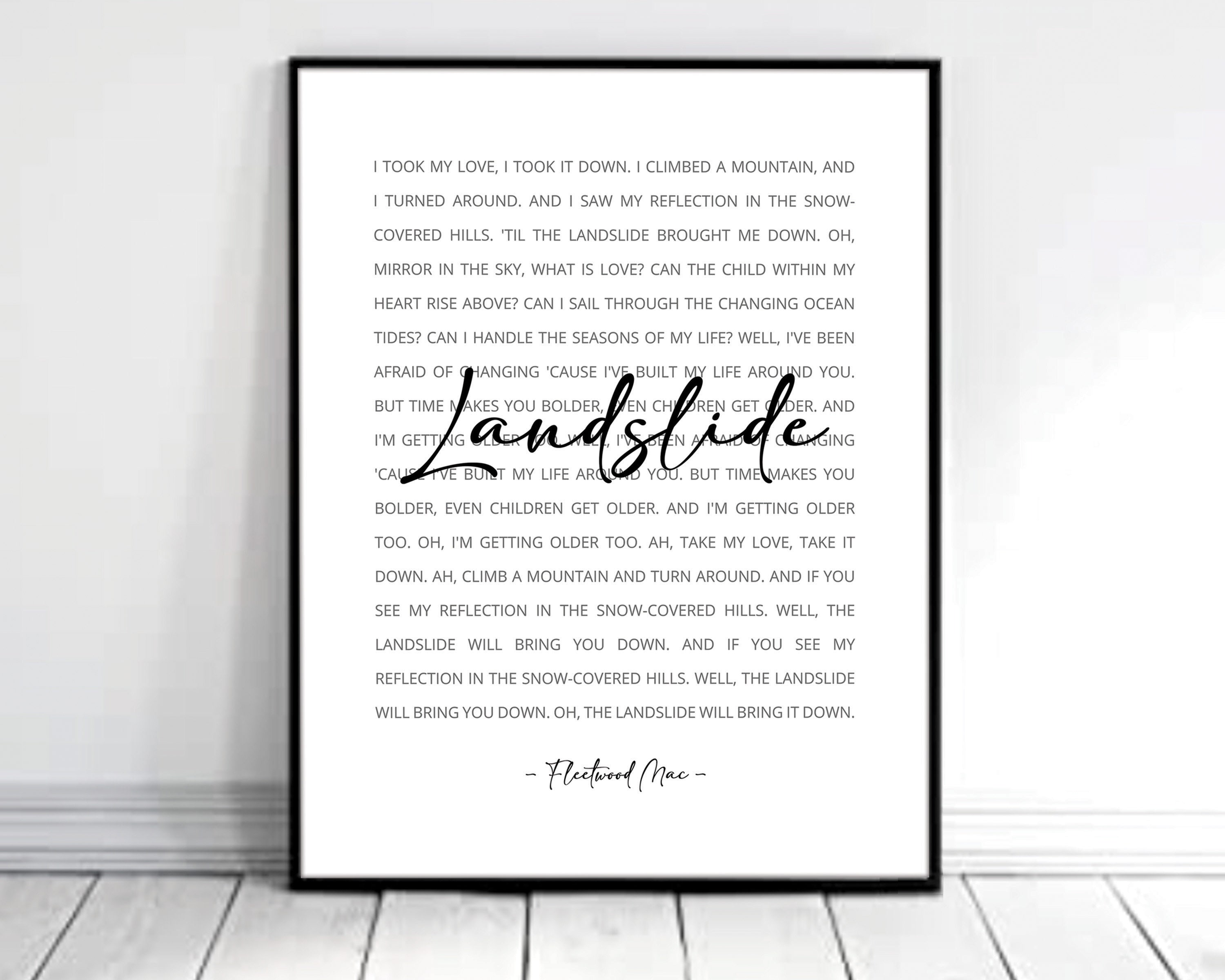 Landslide Lyrics, Fleetwood Mac Print, Stevie Nicks, Fleetwood Mac ...