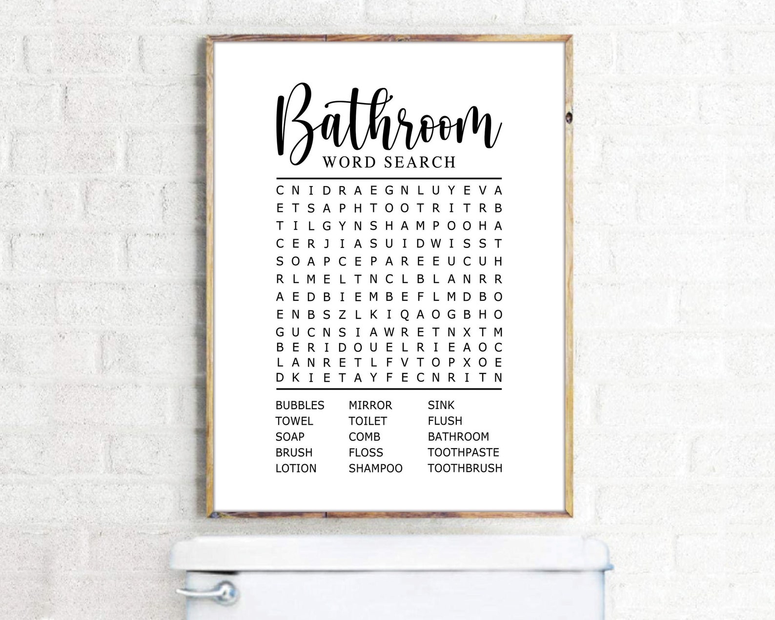 Bathroom Word Search. Bathroom Wall Art. Bathroom Wall Decor. Word ...