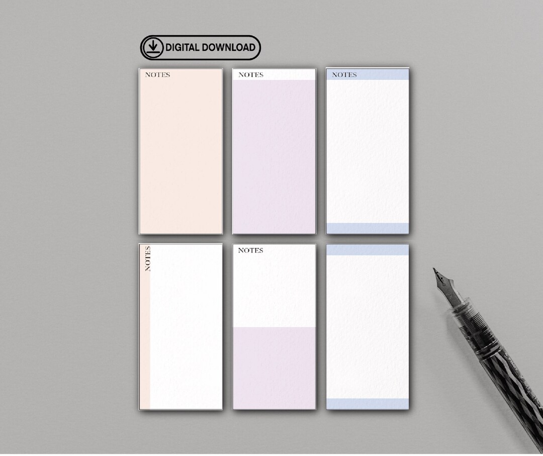 Set of 6/ Printable Mini Notes/ Memo Sheets/ 3X6 Inch/ Desk Sheet ...