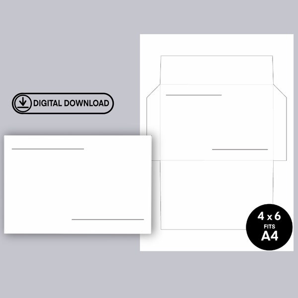 Printable 4x6 envelope/ fits A4/ envelope template