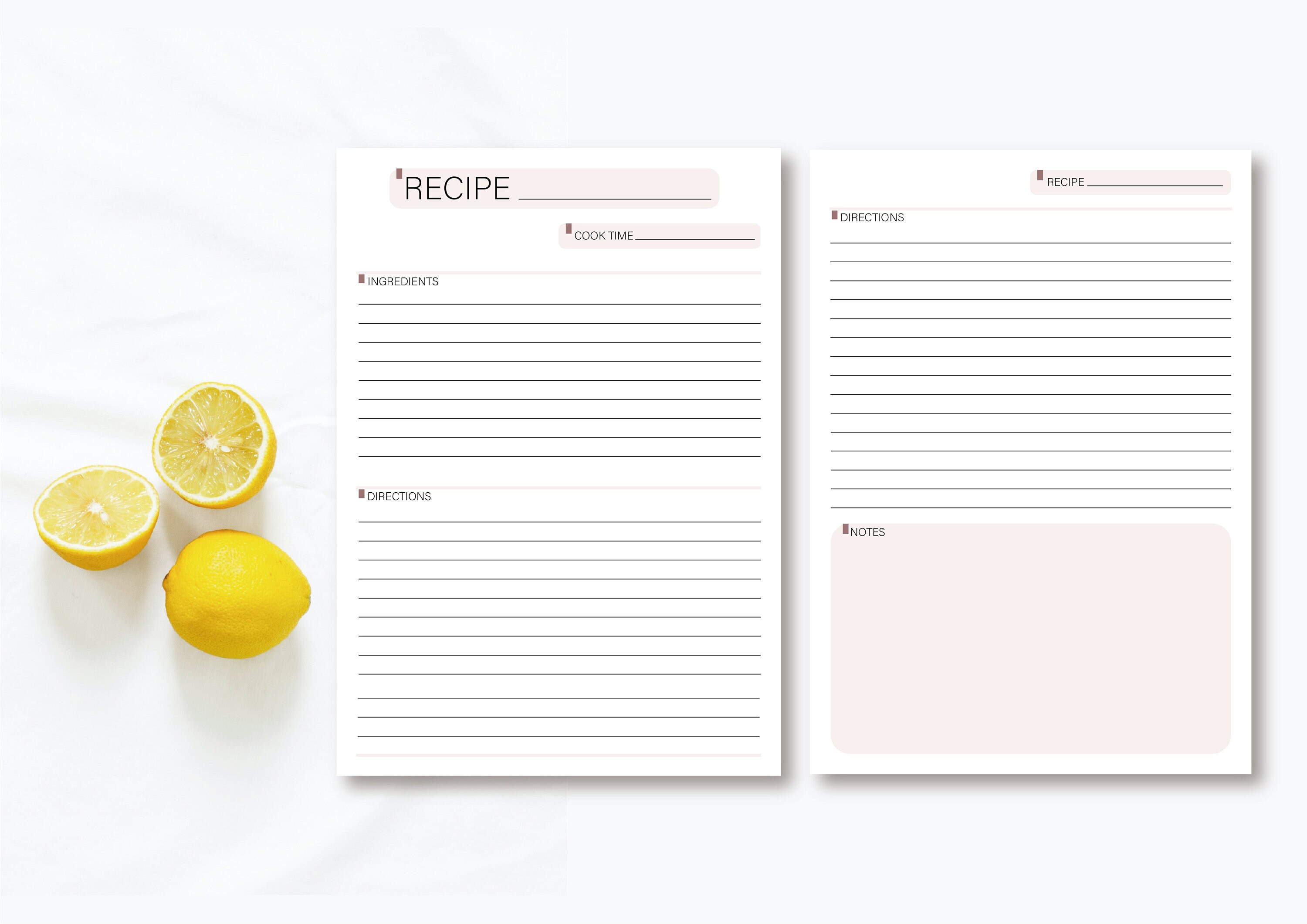 Printable Recipe Pages/ Recipe Template/ Recipe Page Bundle/ A4, Letter ...