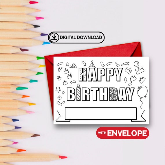 HAPPY BIRTHDAY Coloring Card Envelope