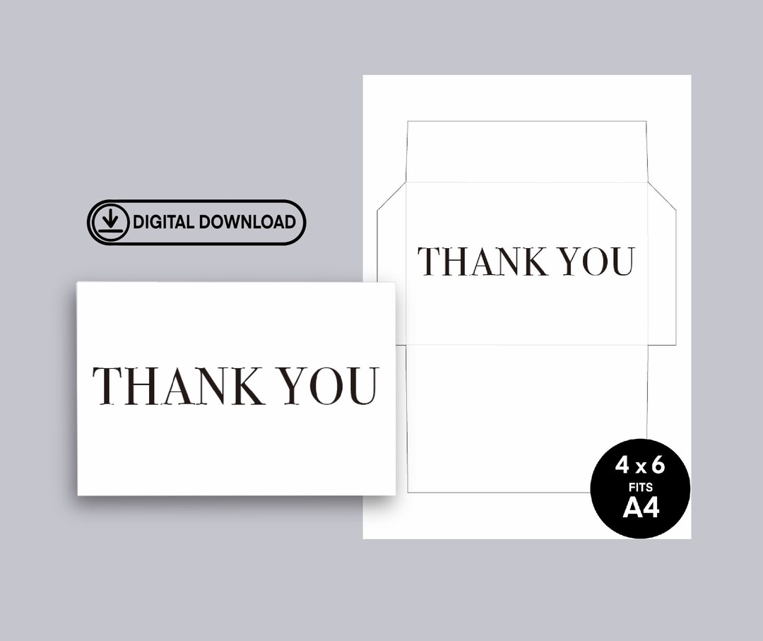Printable 4x6 Envelope/ Fits A4/ Thank You Envelope Etsy