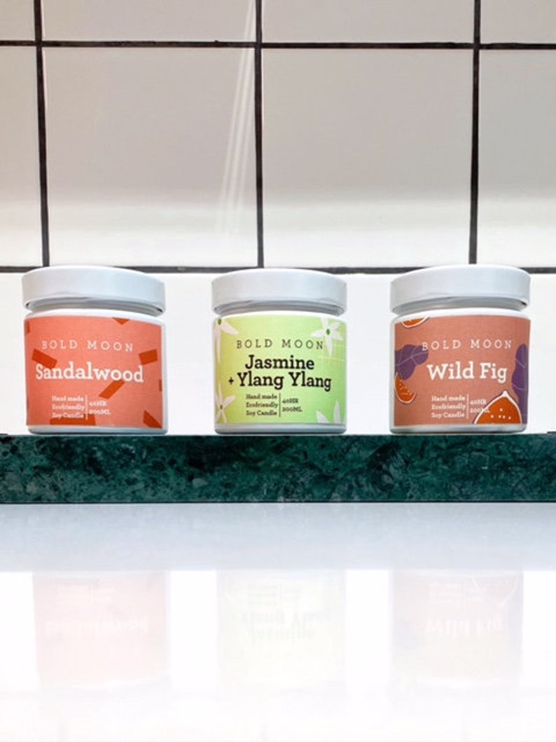 Jasmine Ylang Ylang Scented Candle MEDIUM Ecofriendly Natural Soy Wax