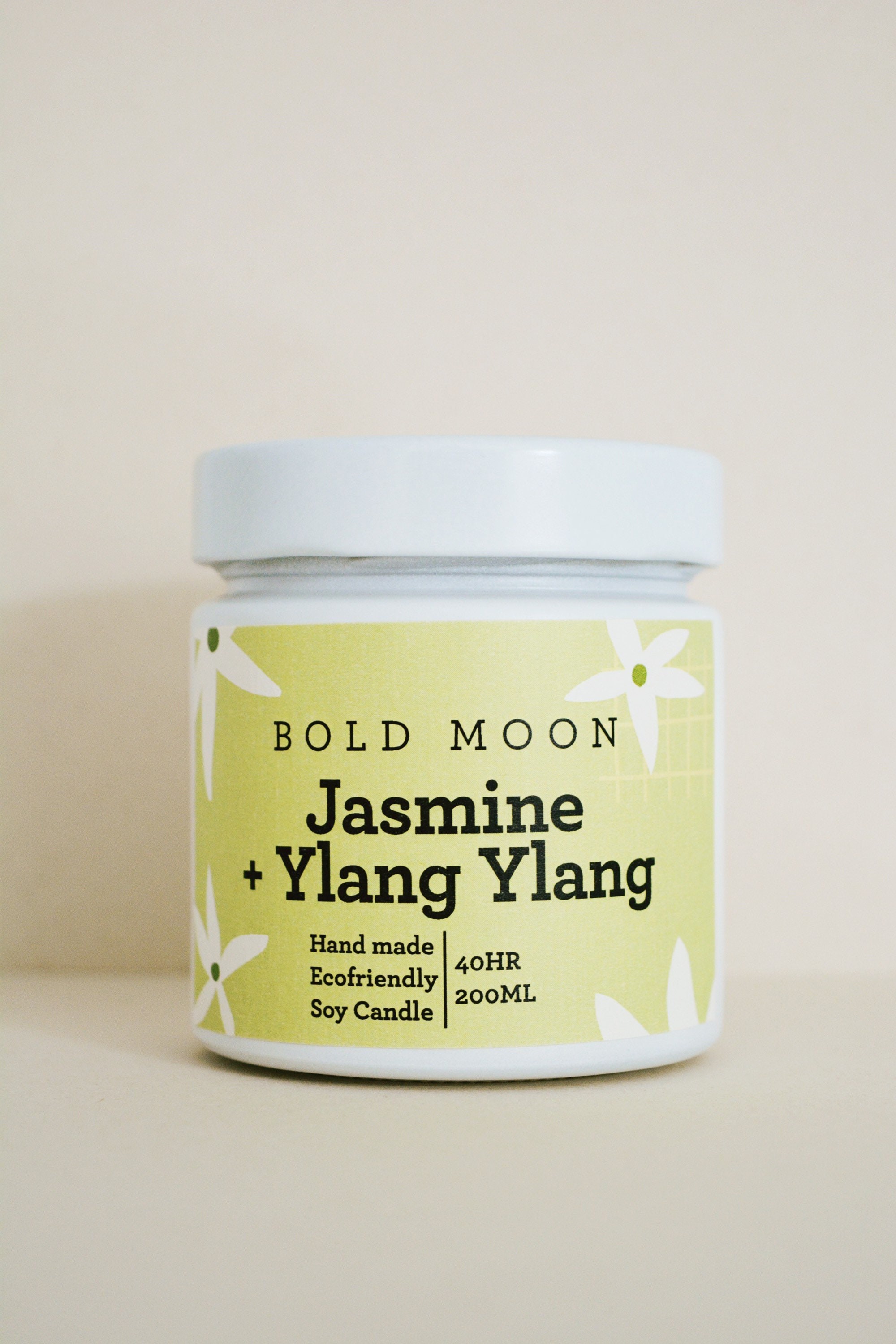 Jasmine Ylang Ylang Scented Candle MEDIUM Ecofriendly Natural Soy Wax