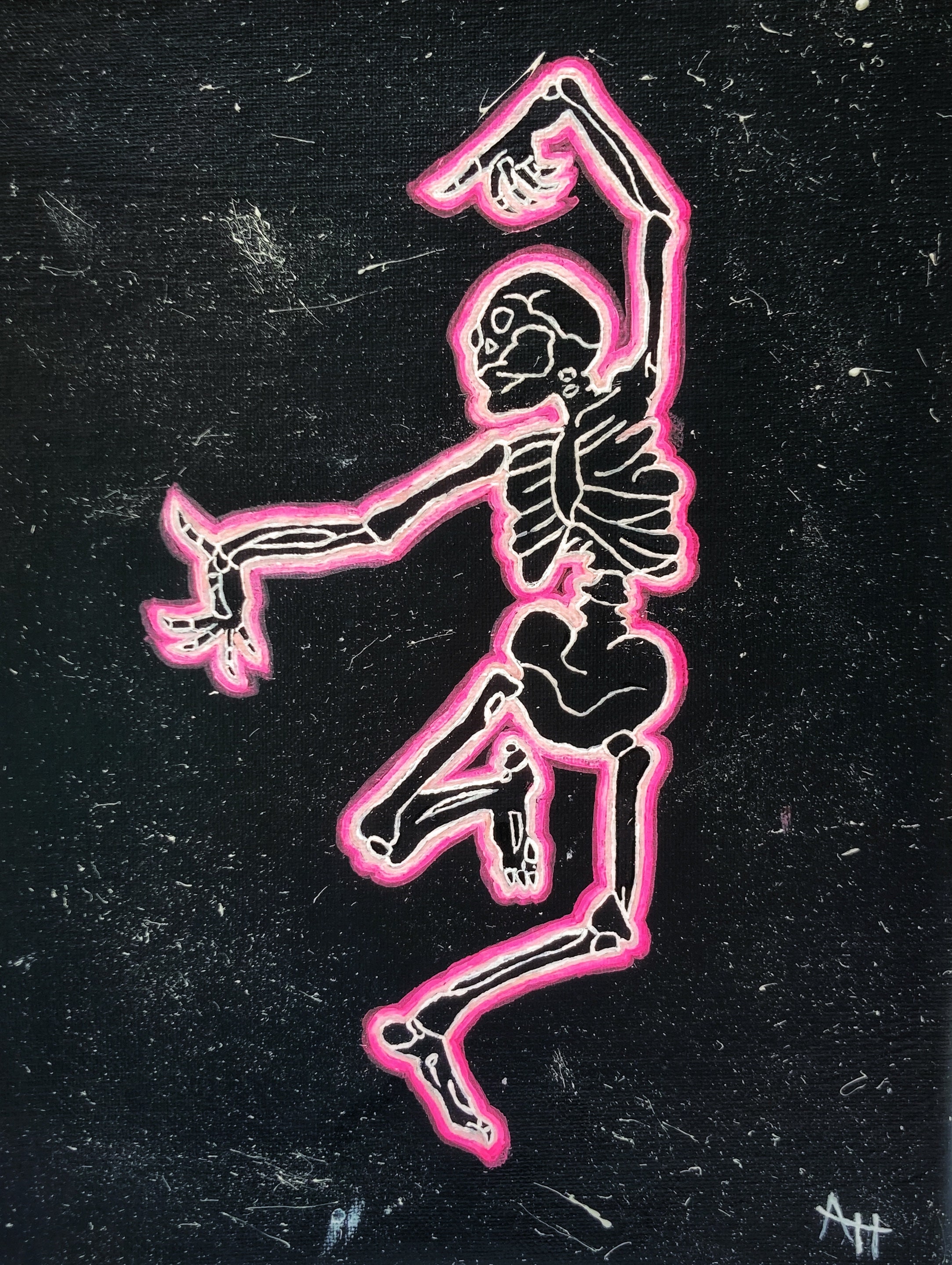 Impresión de Neon Dancing Skeleton Etsy