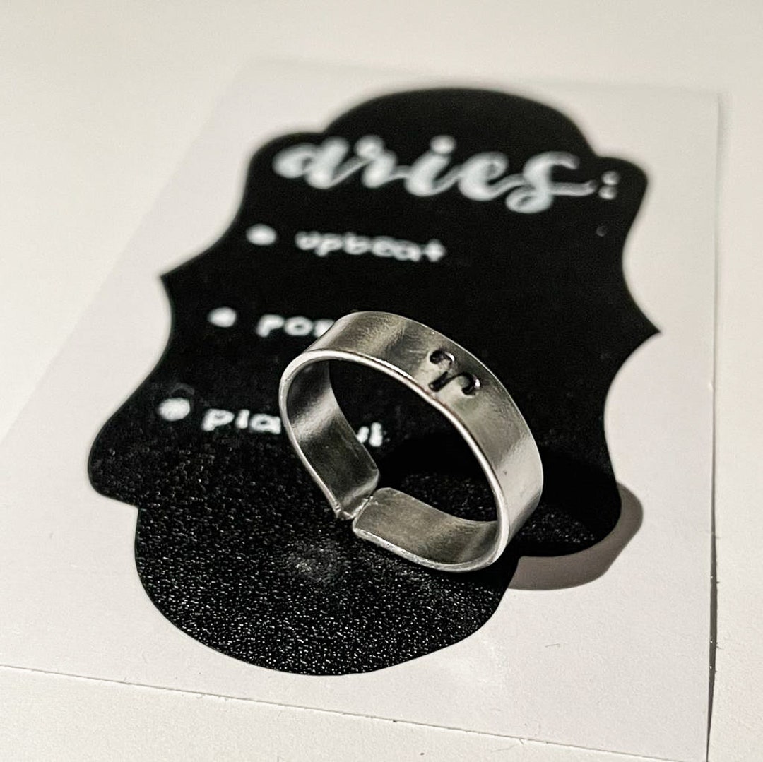 Aries Zodiac Sign Metal Ring Etsy