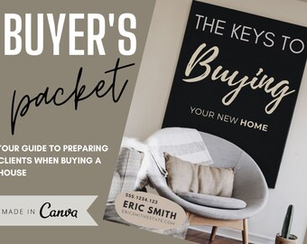 Real estate home buyer guide, Real Estate Buyer's Packet, Real estate marketing, Realtor marketing tools, Canva editable & download PDF