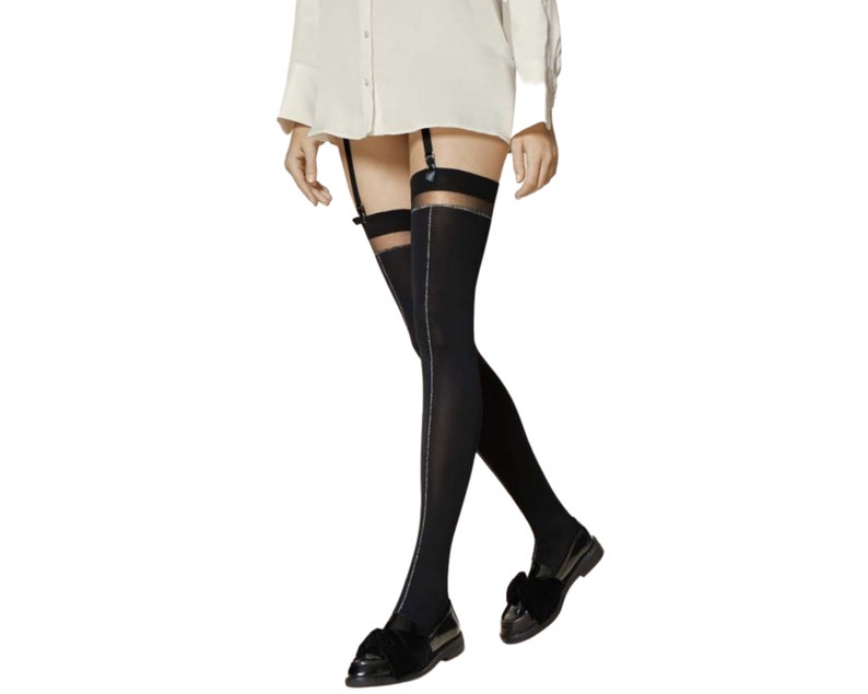 Opaque Black Stockings 40 Denier Front Seam Winter Stockings Etsy