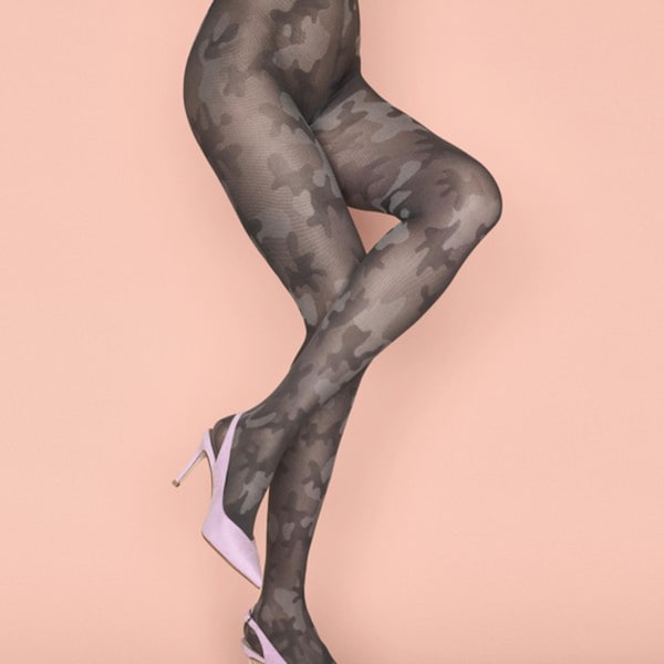 Rebel Army Print Gray Camoflage Pattern Tights Stockings Pantyhose Hosiery Fashion Style S M L 40 NIP