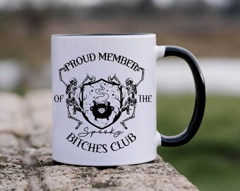 Proud Member of the Spooky Bitches Club, Black and White, Large Capacity, Coffee or Tea Mug