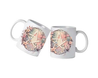 PastelNature Witch Pentacle, Spring Inspired Large Capacity, Coffee or Tea Mug