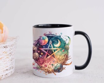Dark Colored Space Pentacle, Nature Inspired Large Capacity, Coffee or Tea Mug