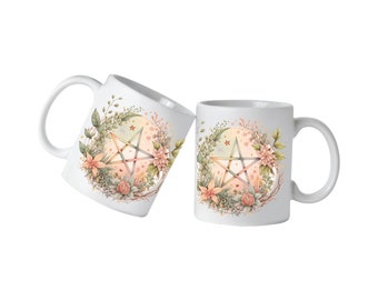 Pastel Pentacle,Nature Witch, Spring Inspired Large Capacity, Coffee or Tea Mug