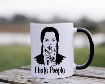 Wednesday's I Hate People, Black and White, Large Capacity, Coffee or Tea Mug