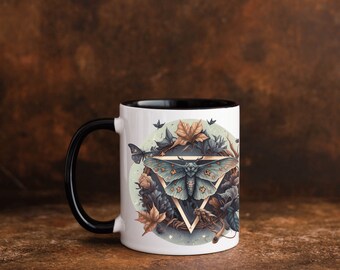 Dark Colored Moth, Nature Witch Inspired Large Capacity, Coffee or Tea Mug