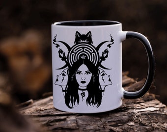 Hecate, Black and White, Large Capacity, Coffee or Tea Mug