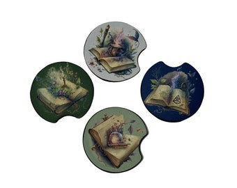 Nature Themed Spellbook, Book of Shadows, Set of 2 Car coasters