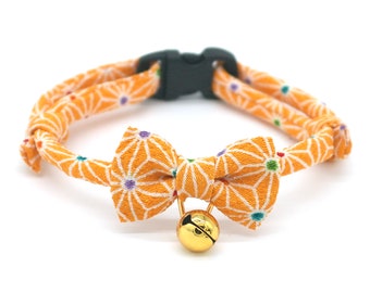Handmade Bowtie Cat Collar: Japan Crepe Fabric, Breakaway Buckle