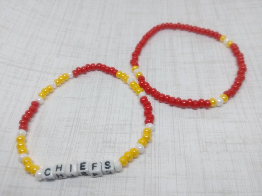 Kansas City Chiefs Bracelet, Clay Bead Bracelet, KC Bracelet