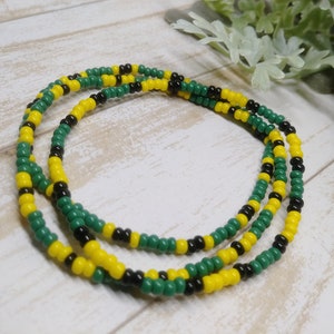 Jamaica Flag Inspired Seed Bead Bracelets,Jamaica Flag Bracelets,Jamaica Bracelet Set,Jamaica Flag Anklets,National Flag Bracelets