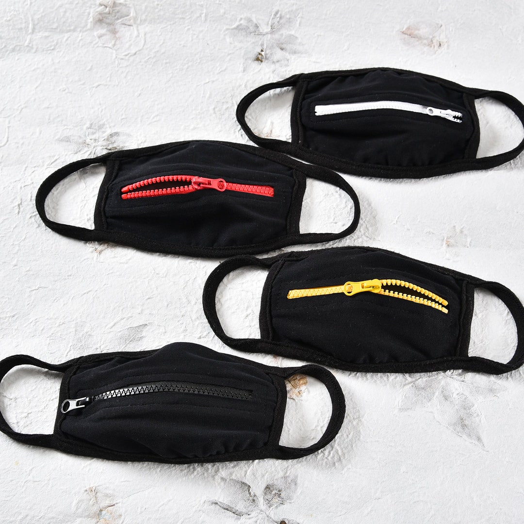 2 Pack Zipper Face Mask for Unisex Adultsblack Cotton Mask Etsy