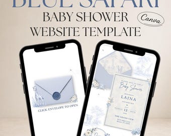 Blue Safari Baby Shower Website Template (Digital Download)