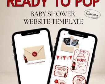 Ready to Pop Baby Shower Website Template, Editable Canva Invite, Soda Pop Baby Shower Invitation, Interactive Digital Invite, Baby Shower