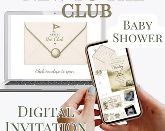 Golf Theme Baby Shower Invitation Website Template | Digital Invite (Editable)