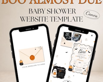 Halloween Baby Shower Website Template, A Little Boo Invite (Digital Download)