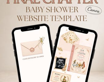 Our Final Chapter Baby Shower Website Template, Storybook Baby Shower Invitation, Editable Canva Invite, Fairytale Baby Shower
