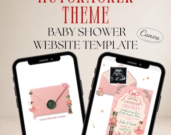 Nutcracker Christmas Baby Shower Website Invite Template (Canva)