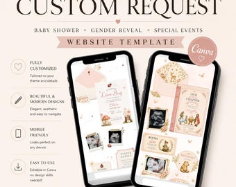 Custom Digital Invitation Website Template | Personalized Baby Shower, Gender Reveal & Event Website | Custom Canva Invite Design