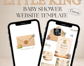 Little King Baby Shower Website Template, Canva Baby Shower Invitation, Digital Baby Shower Invite, Safari Baby Shower, Mobile Invite