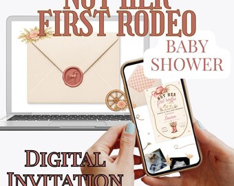 Not Her First Rodeo Baby Shower Invitation, Western Cowgirl Sprinkle Digital Invite