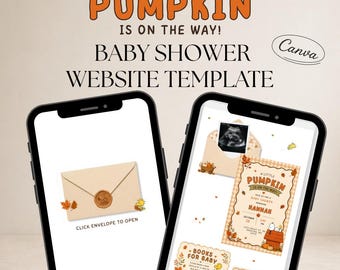 Little Pumpkin Baby Shower Website Template, Fall Peanuts Theme (Digital Download)