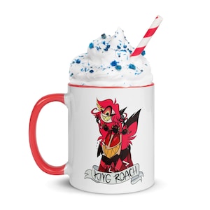 Alastor and Niffty King Roach Mug, Hazbin Hotel mug, Alastor breakfast mug, hellaverse fan gift, Radio demon tea cup, coffee lover gift idea