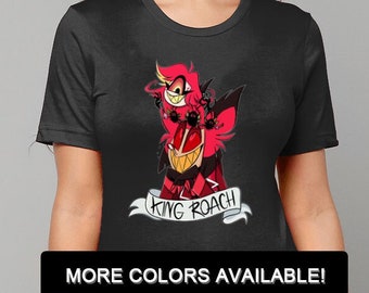 T-shirt Alastor & Niffty King Roach scene, Alastor Radio Demon Canvas Unisex Crew Neck T-Shirt, Hazbin Hotel tshirt, hellaverse tee fan gift