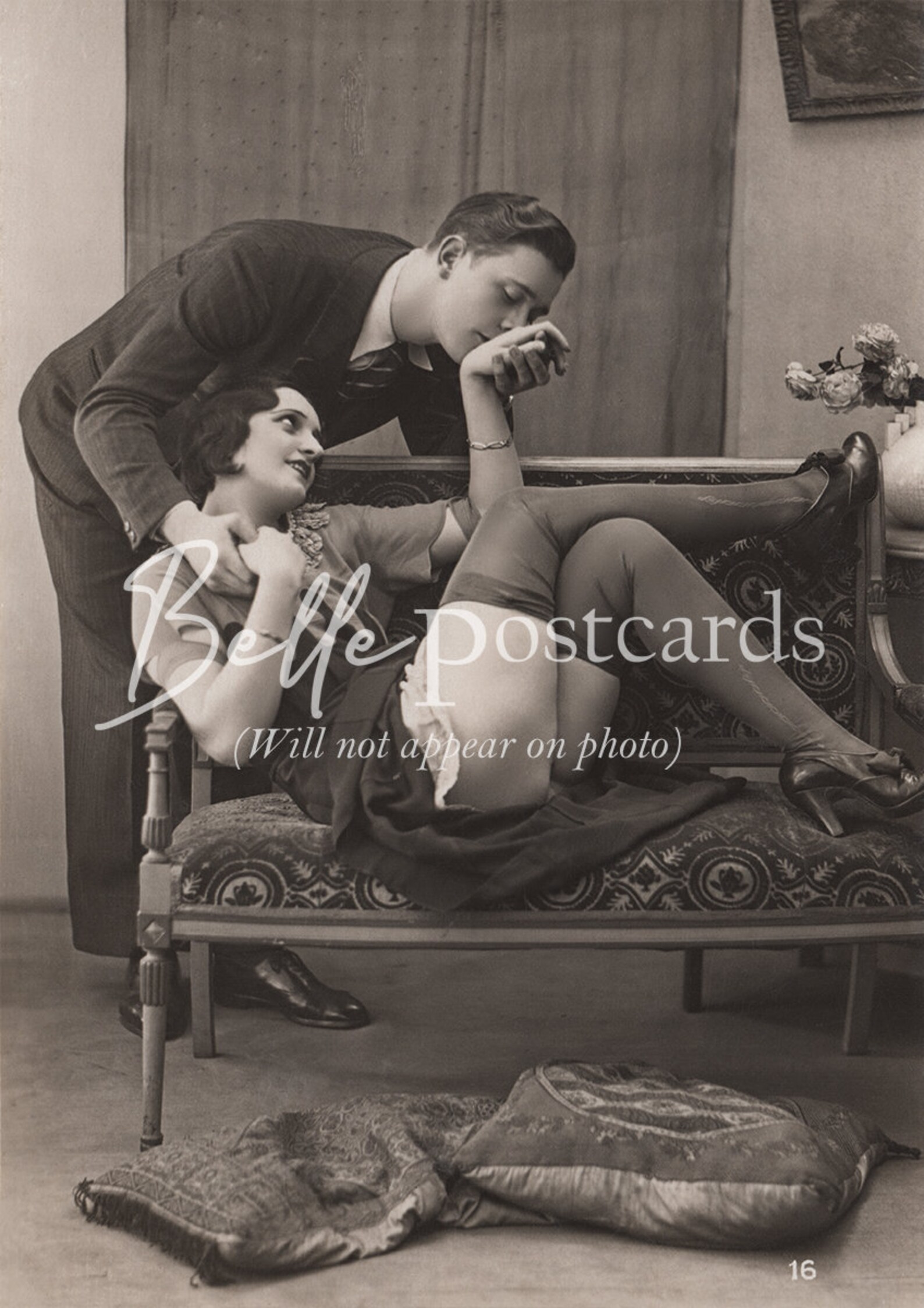 French Postcard Reproduction Couple Vintage Upskirt Risque Etsy