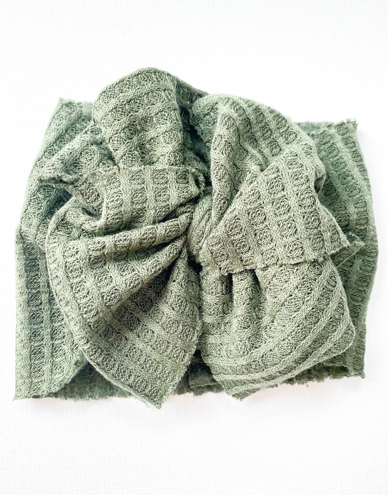 Messy Head Wrap Girl Green Waffle Knit