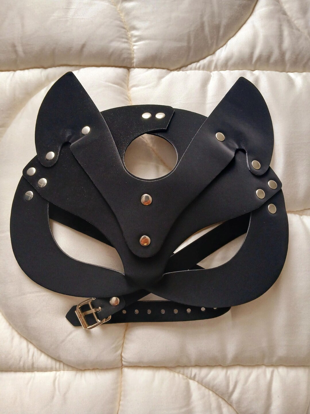 Fever Black Mock Leather Cat Mask Adult main image 0